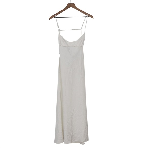 Zara Maxi Dress Womens Small White Sleeveless Cut-Out Back Spaghetti Straps - Picture 2 of 13